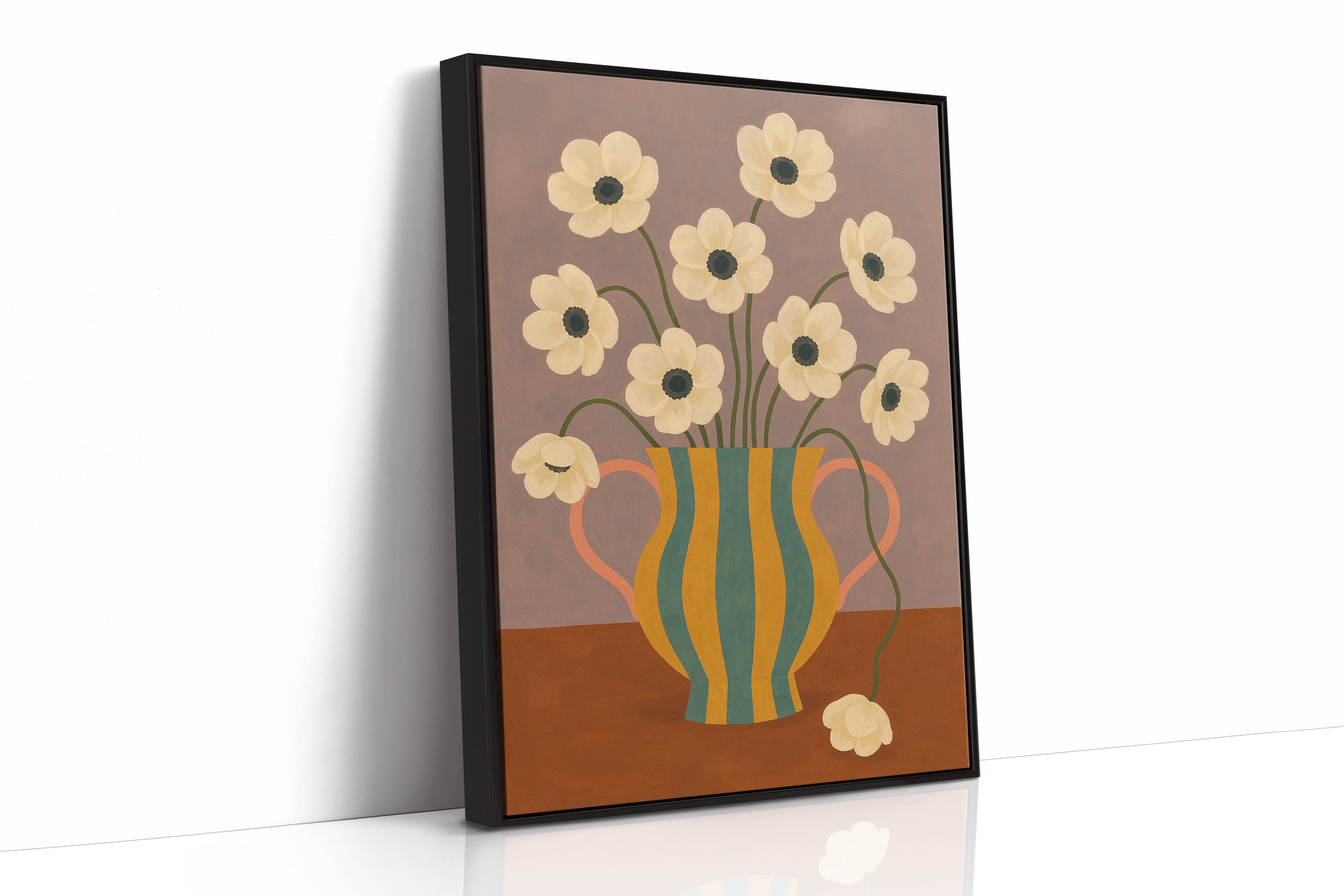 Falling Bloom in a Striped Vase