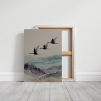 Three Cranes Cross Misty Waters