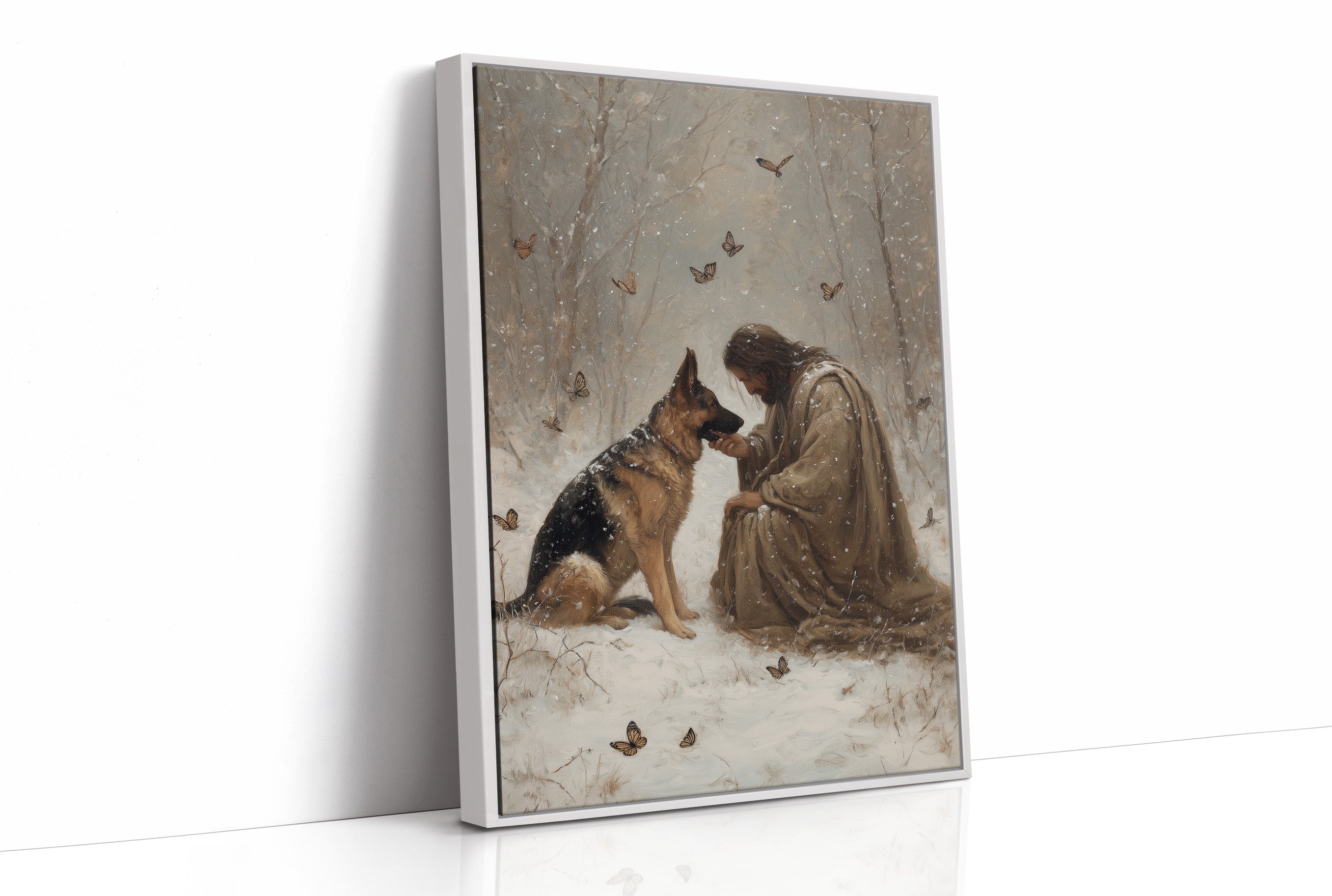 Winter's Bond Amid Dancing Butterflies