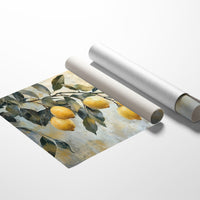 Mediterranean Lemon Branch: Elegant Botanical Canvas Wall Art