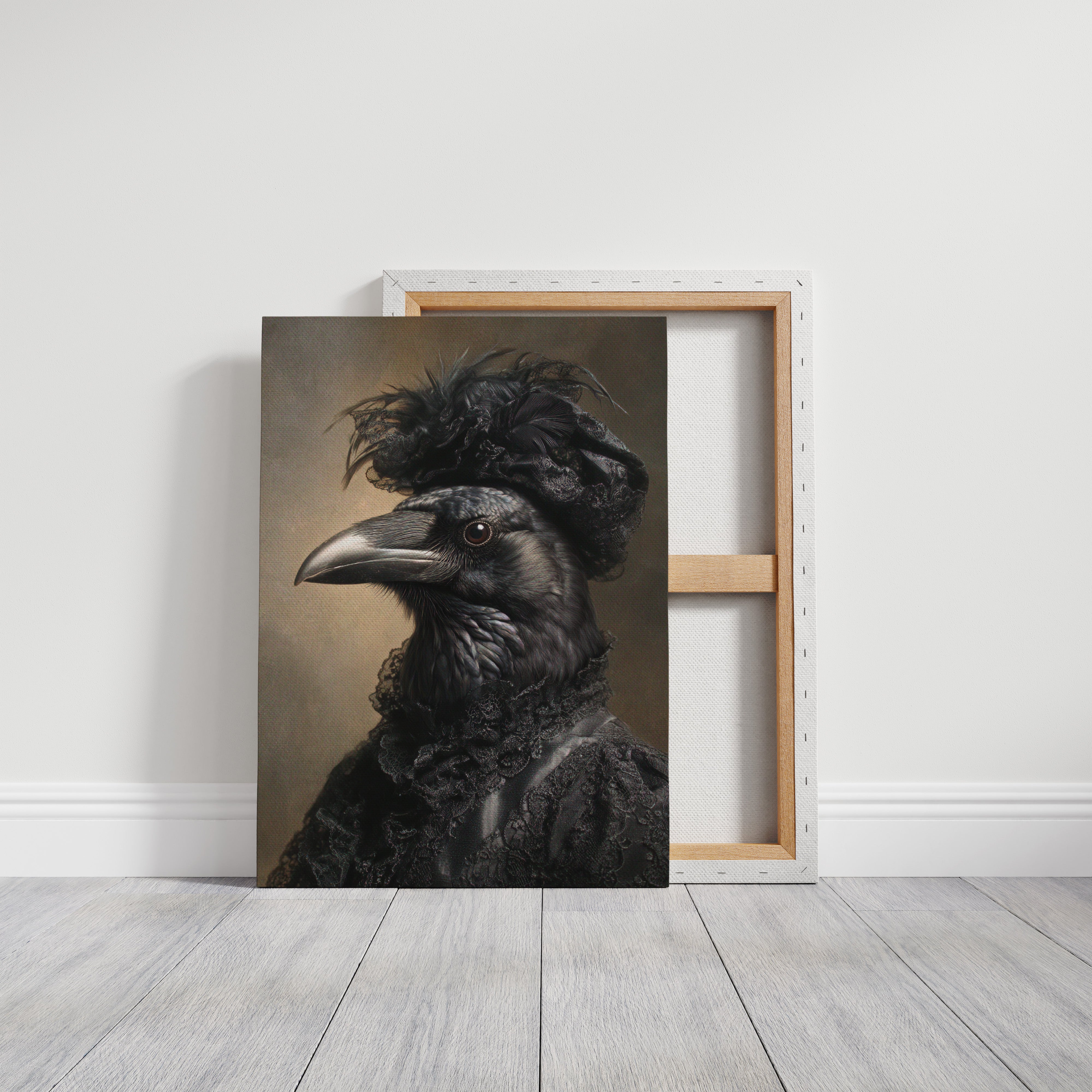 Elegantly Dressed Raven in Lace