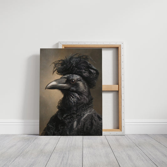 Elegantly Dressed Raven in Lace
