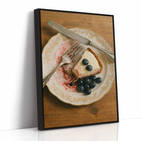 Blueberry Cheesecake on China Plate