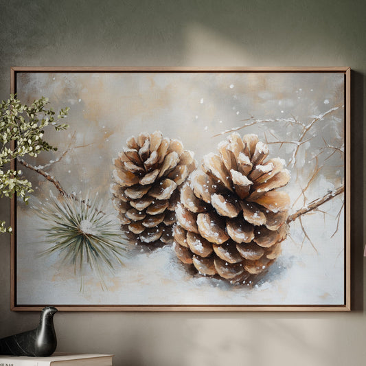 Pine Cones Catch December's First Snow