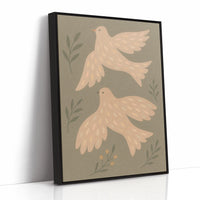 Blush Doves in Olive Sky