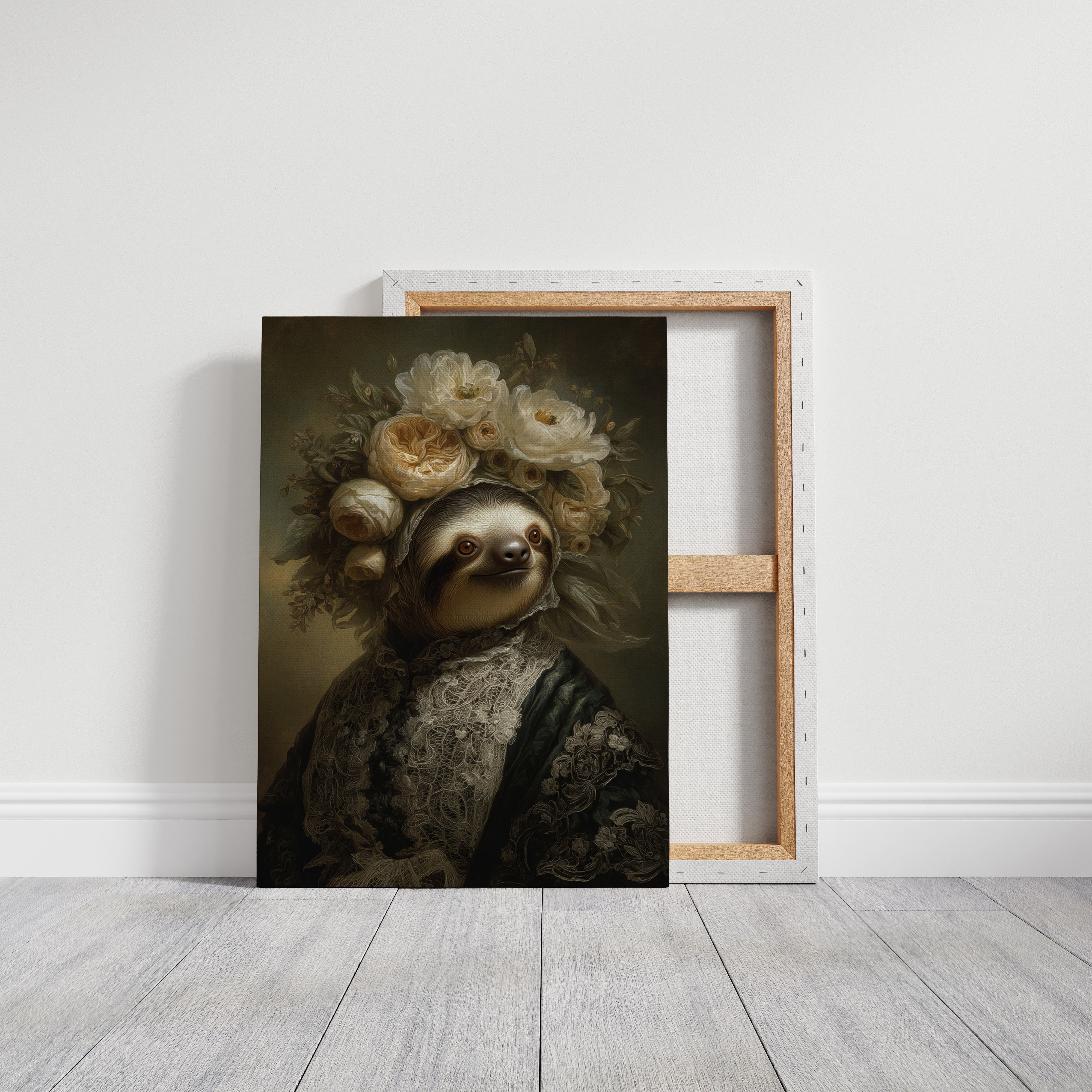 Regal Sloth in Floral Elegance