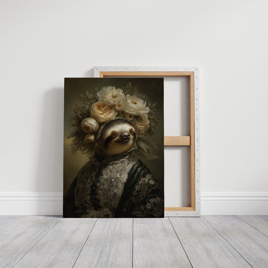 Regal Sloth in Floral Elegance