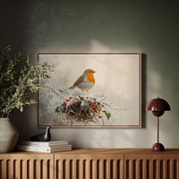 Robin's Winter Song Among Berries