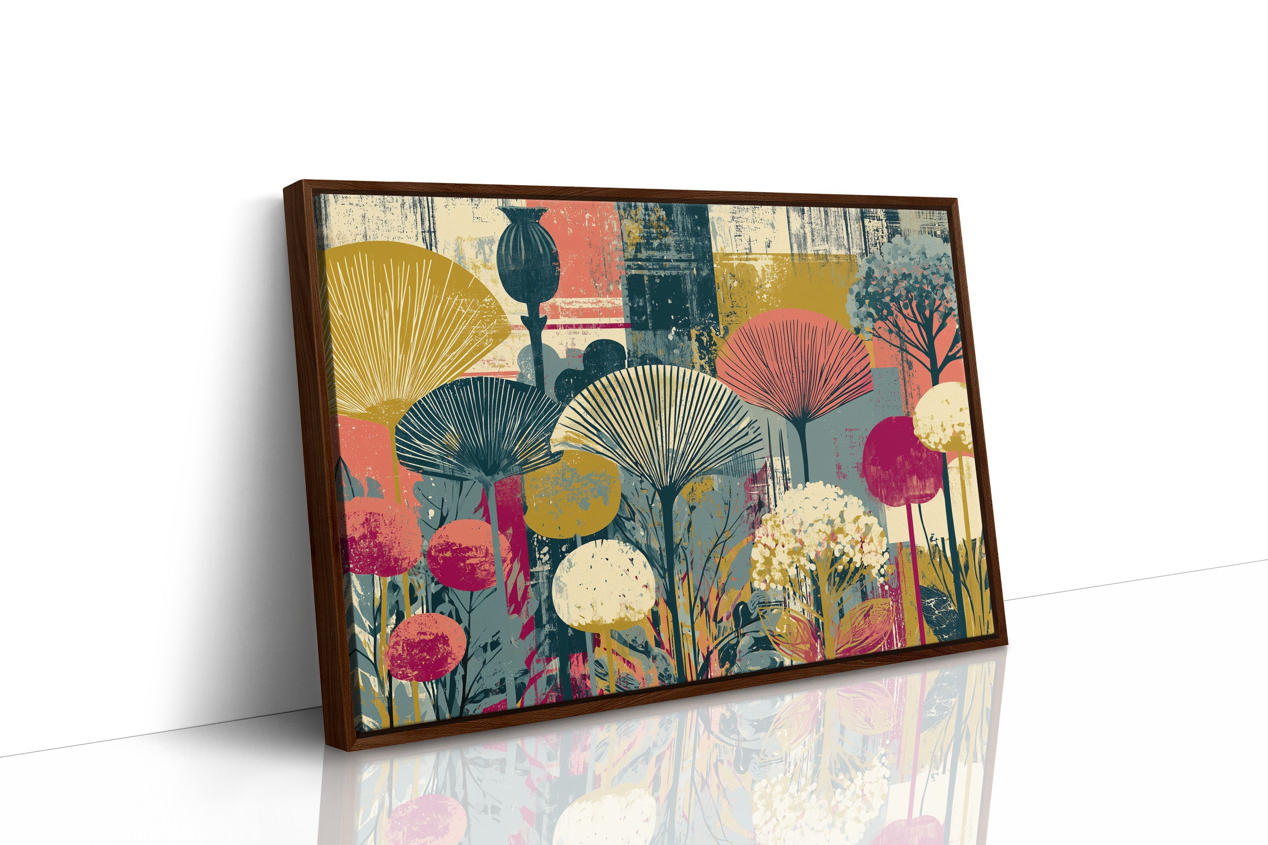 Fan Flowers, Retro Botanical Collage