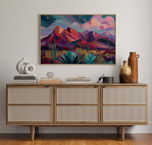 Twilight Blooms Among Desert Peaks