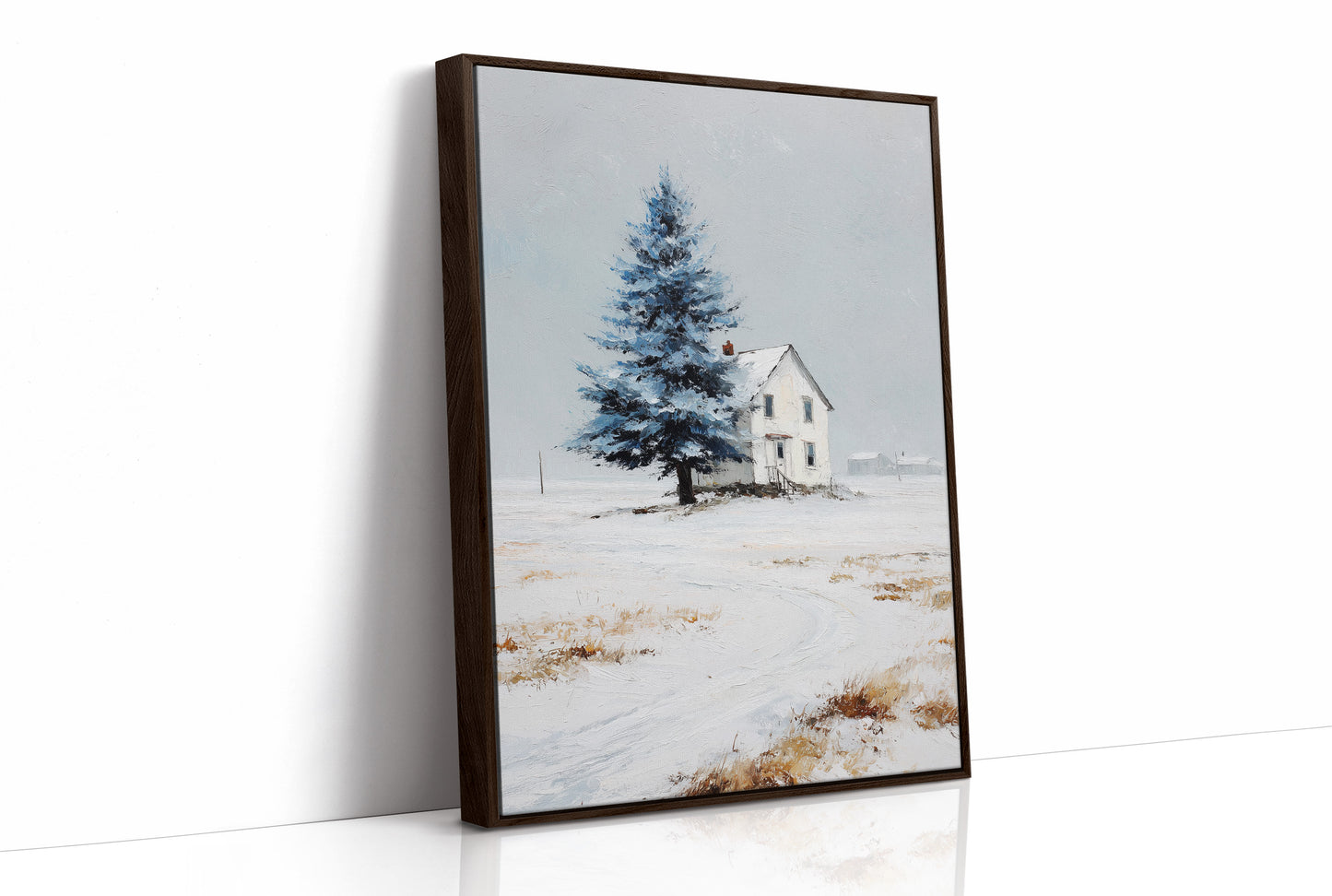 Farmhouse Under Blue Spruce