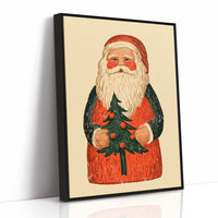 Folk Carved Santa & Tree