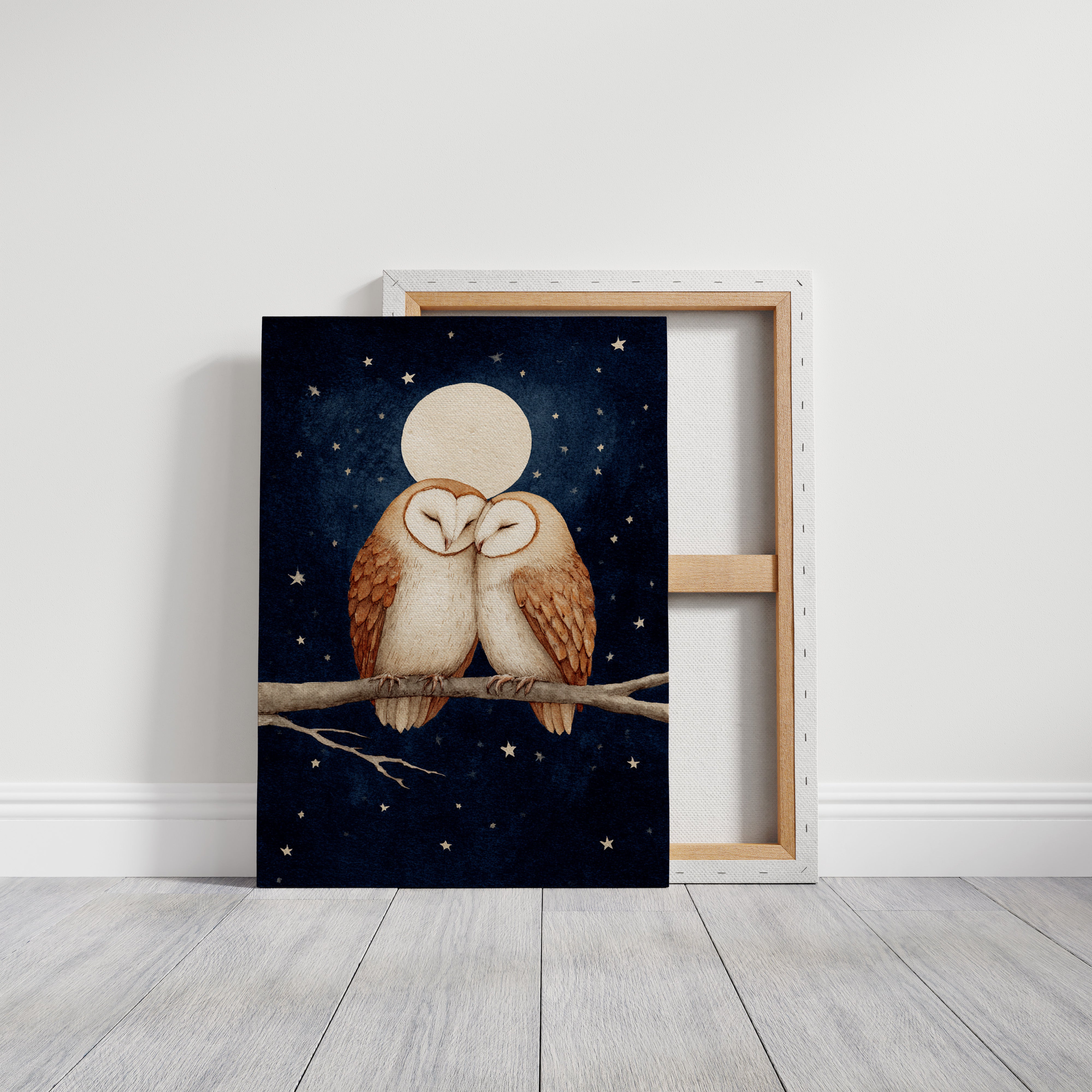 Loving Owls Under a Full Moon