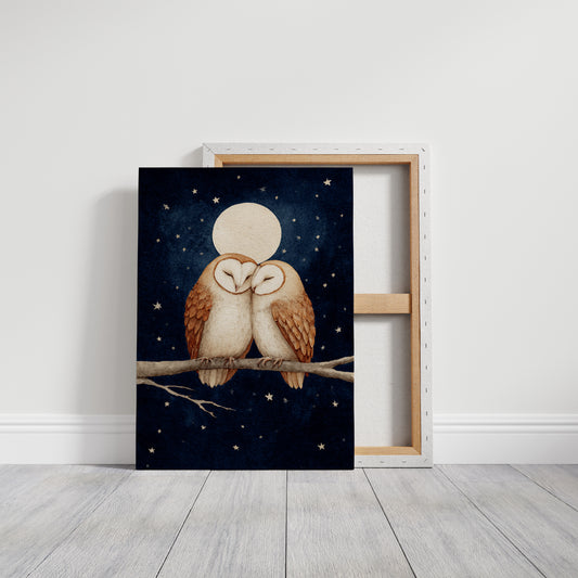 Loving Owls Under a Full Moon