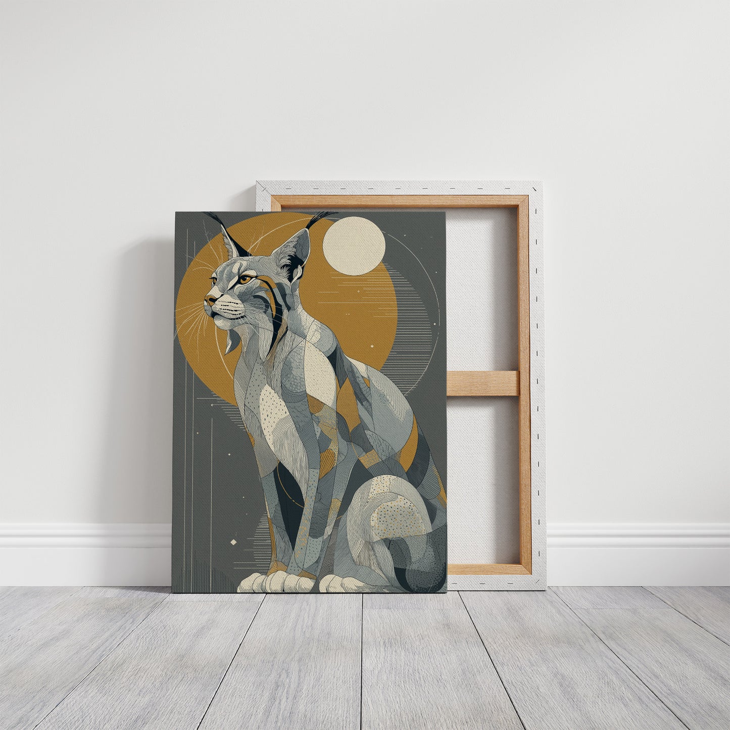 Lynx Under Golden Moon