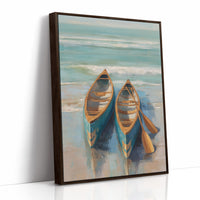 Canoes Rest On Misty Shores