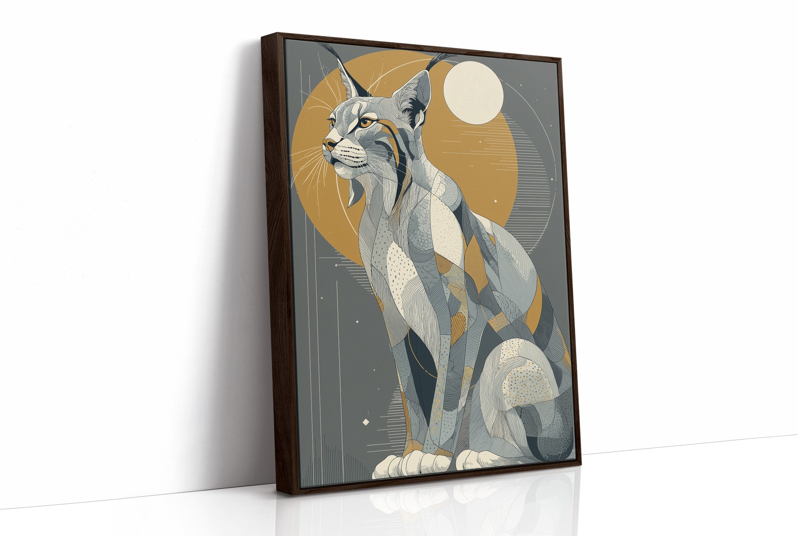 Lynx Under Golden Moon
