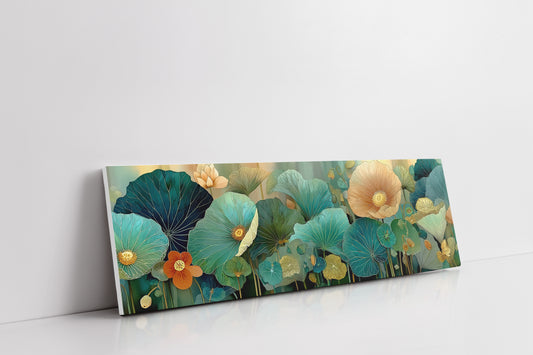 Blooming Waves of Teal and Amber