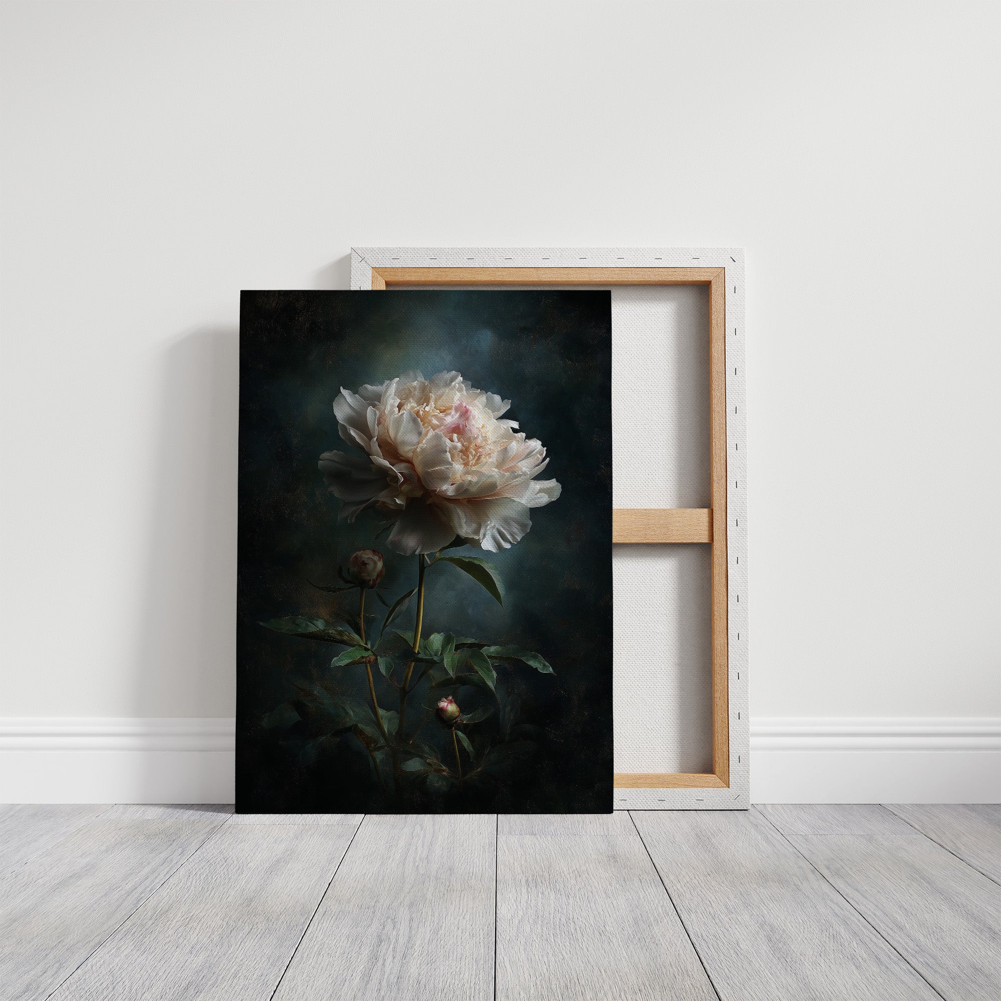 Pale Blossom Against Midnight Walls