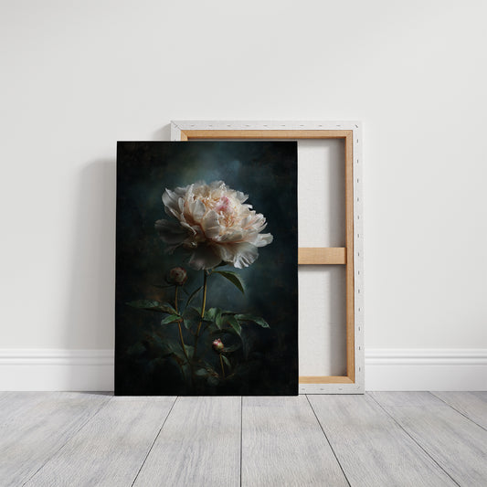 Pale Blossom Against Midnight Walls