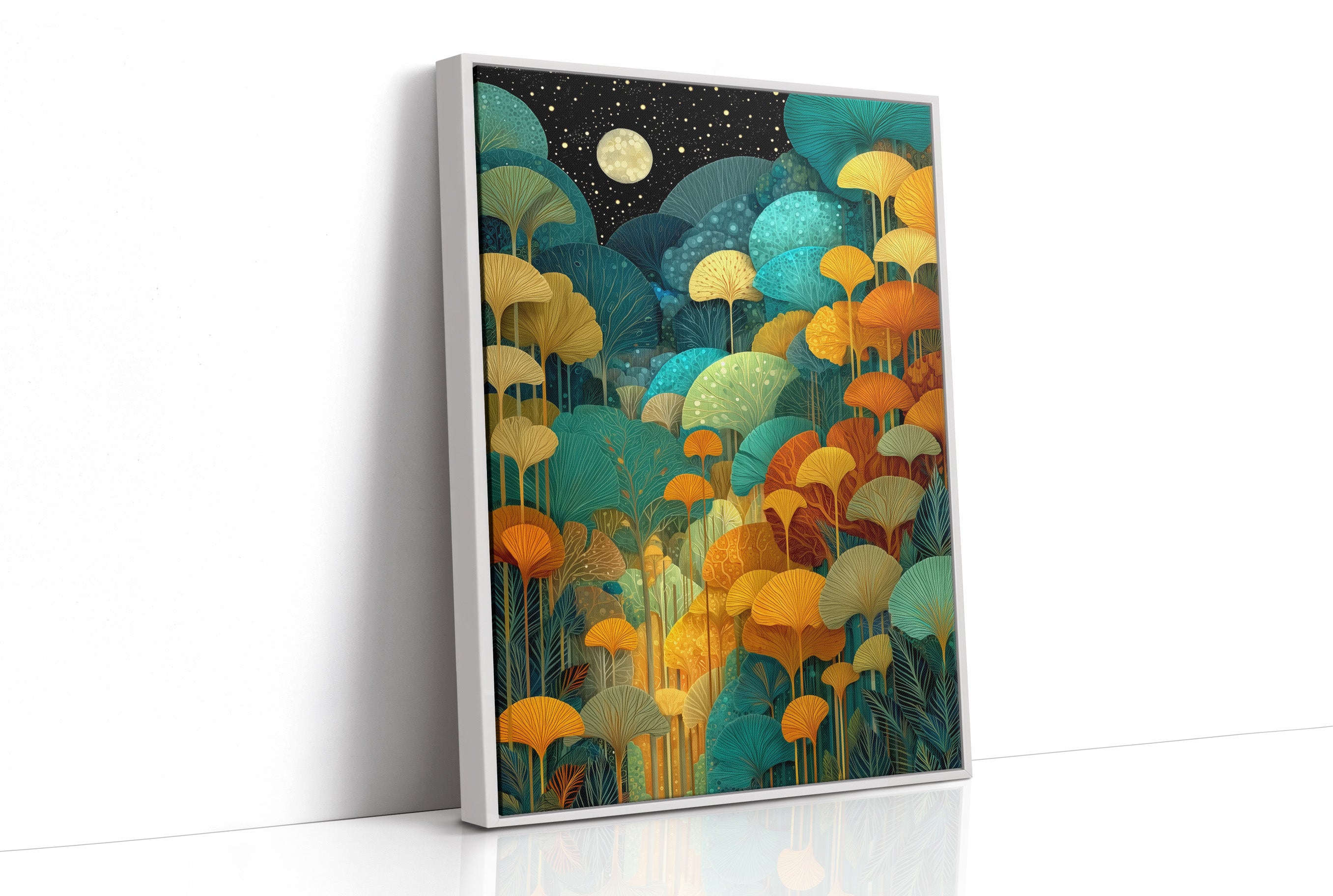 Moonlit Ginkgo Garden Glows Bright