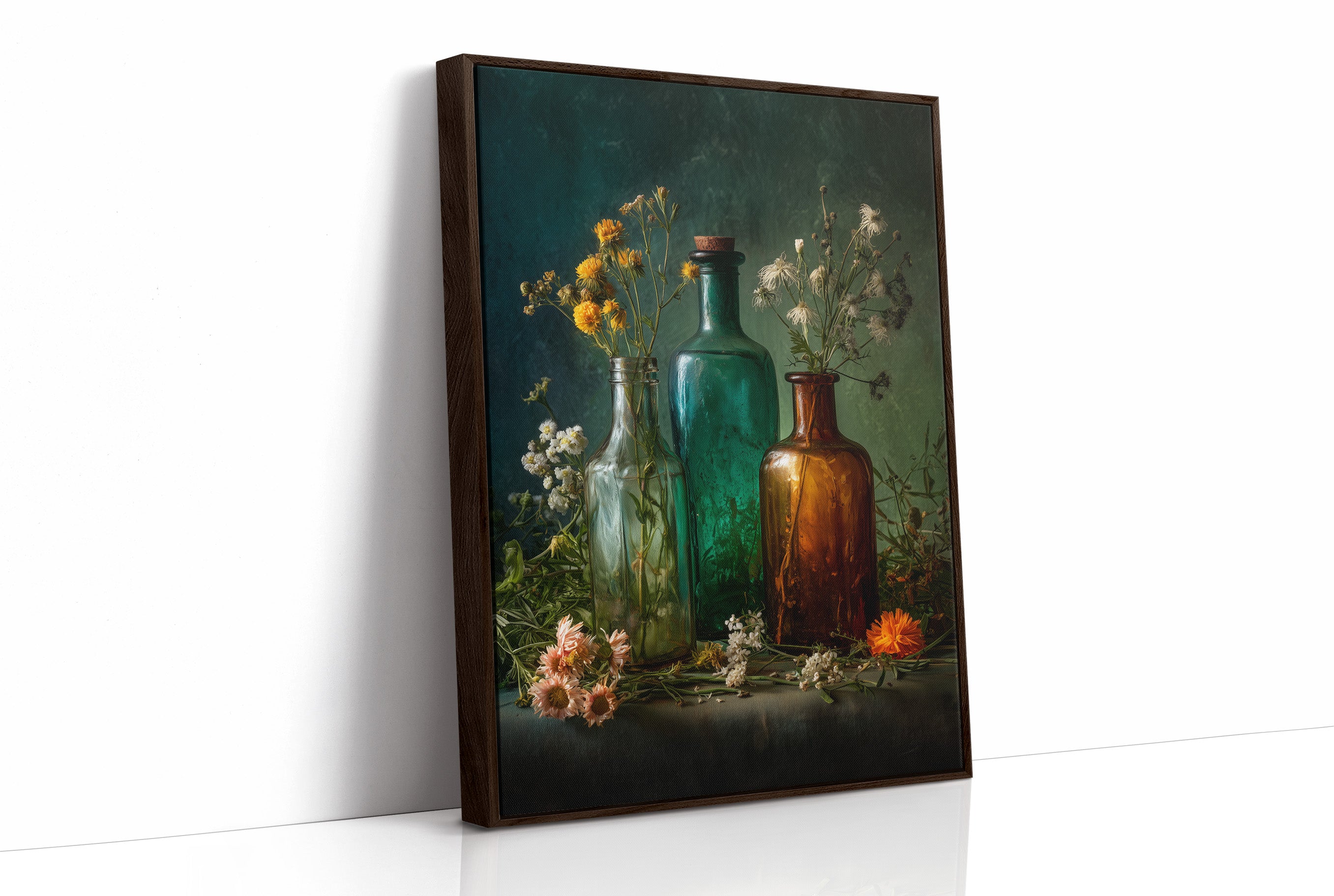 Wildflowers Caught In Vintage Glass