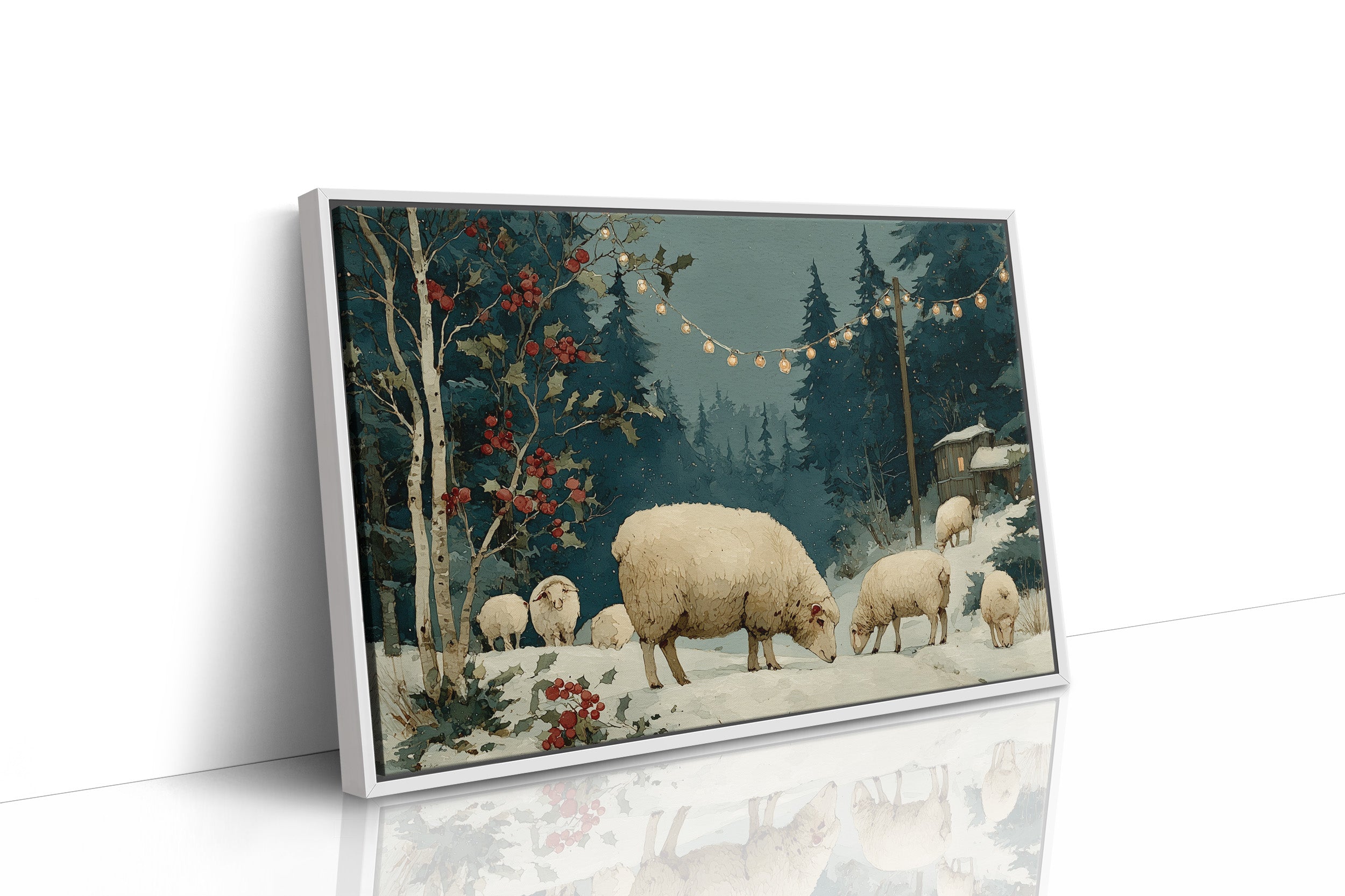 Sheep Under Winter Lights