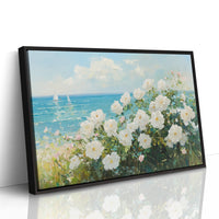 Coastal Roses Dance With Sailboats