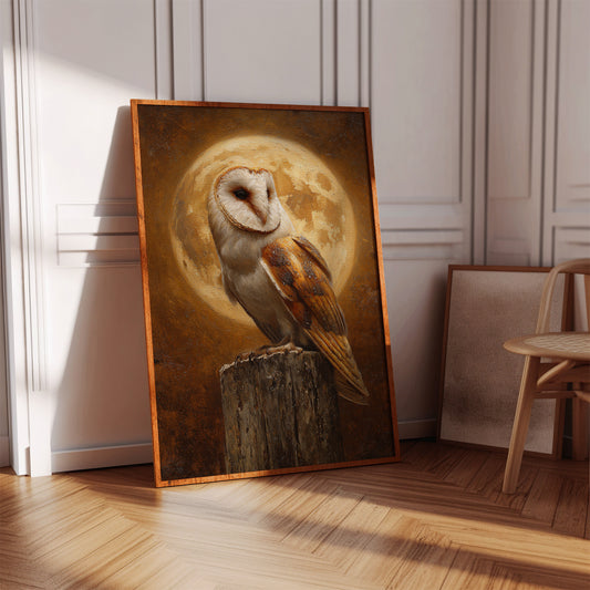 Barn Owl Beneath a Full Moon