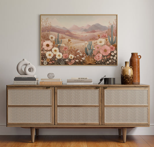 Desert Blooms Dance Among Mountains