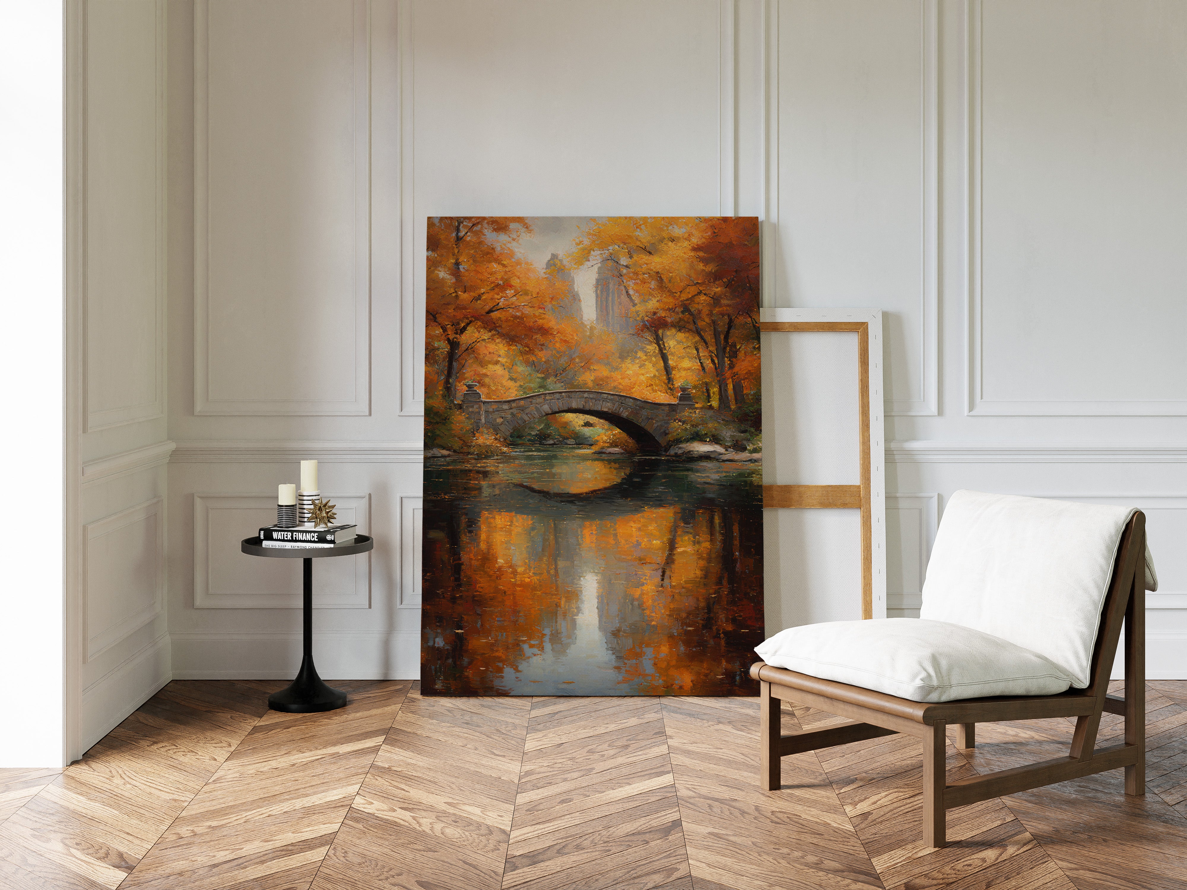 Maple Fire Mirrors Stone Bridge