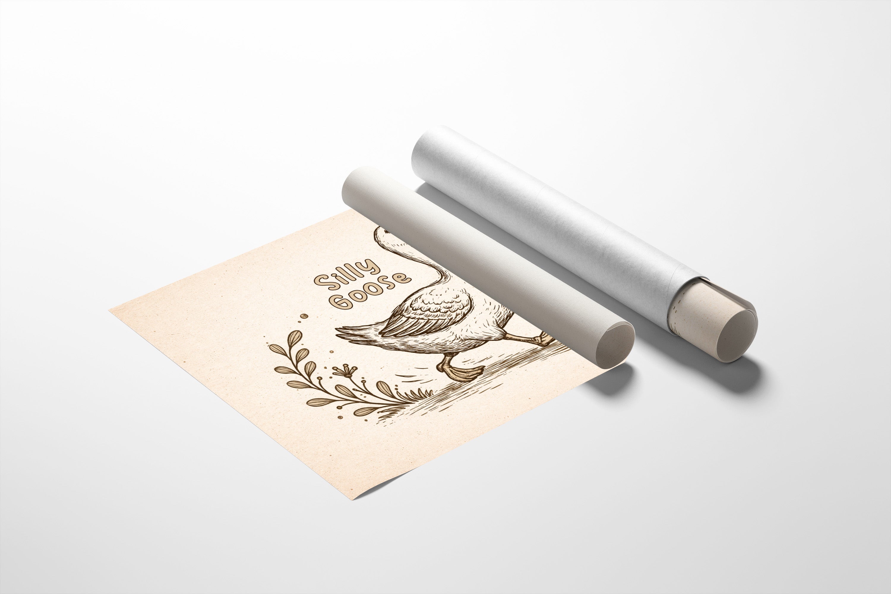 Whimsical Waddle Through Sepia Fields