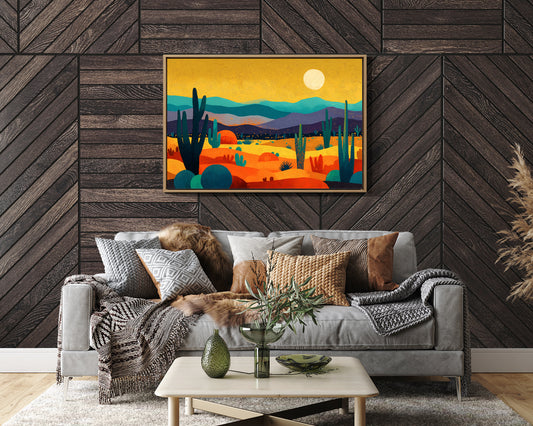Saguaros Dance Under Golden Moons