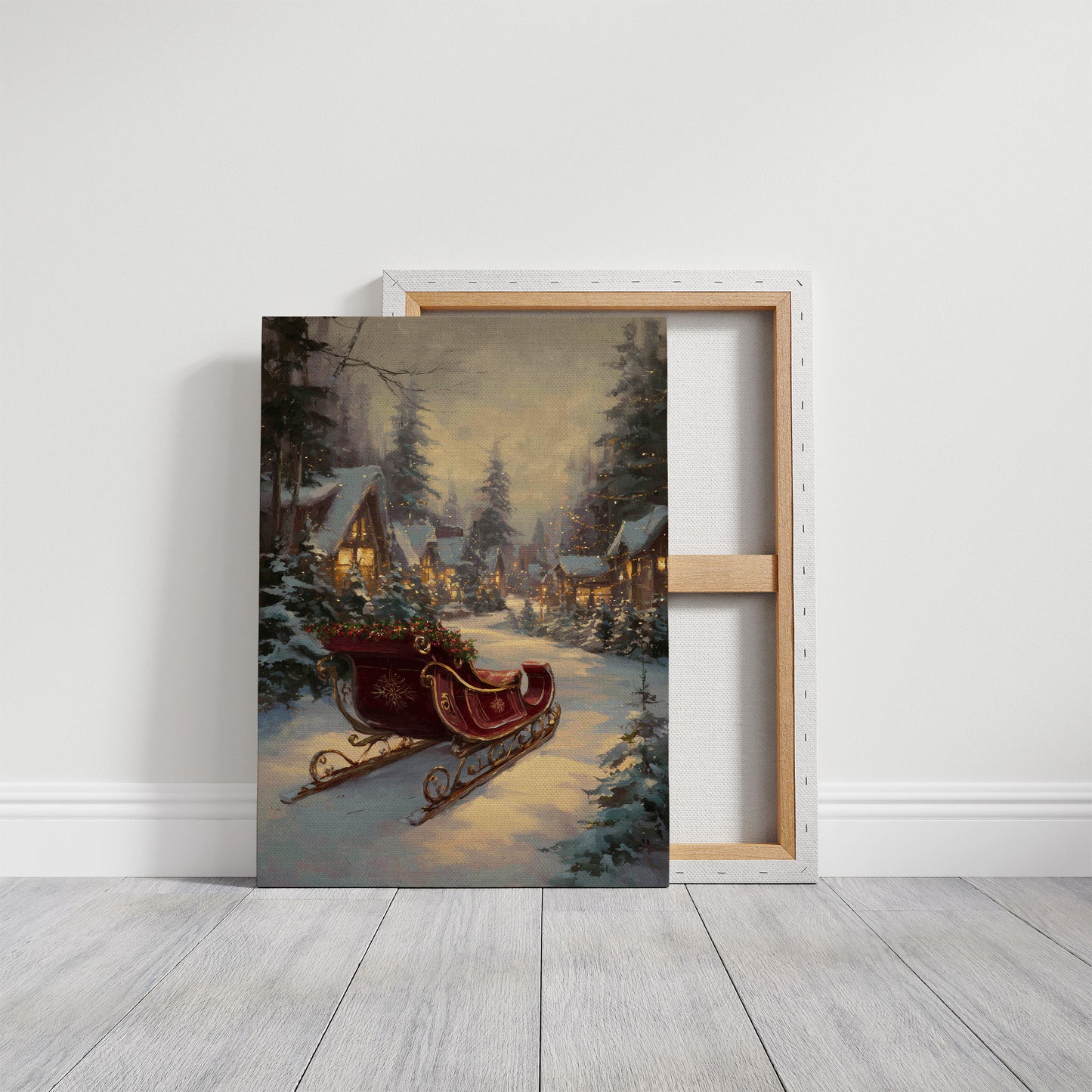 Sleigh Rests By Winter's Glowing Path