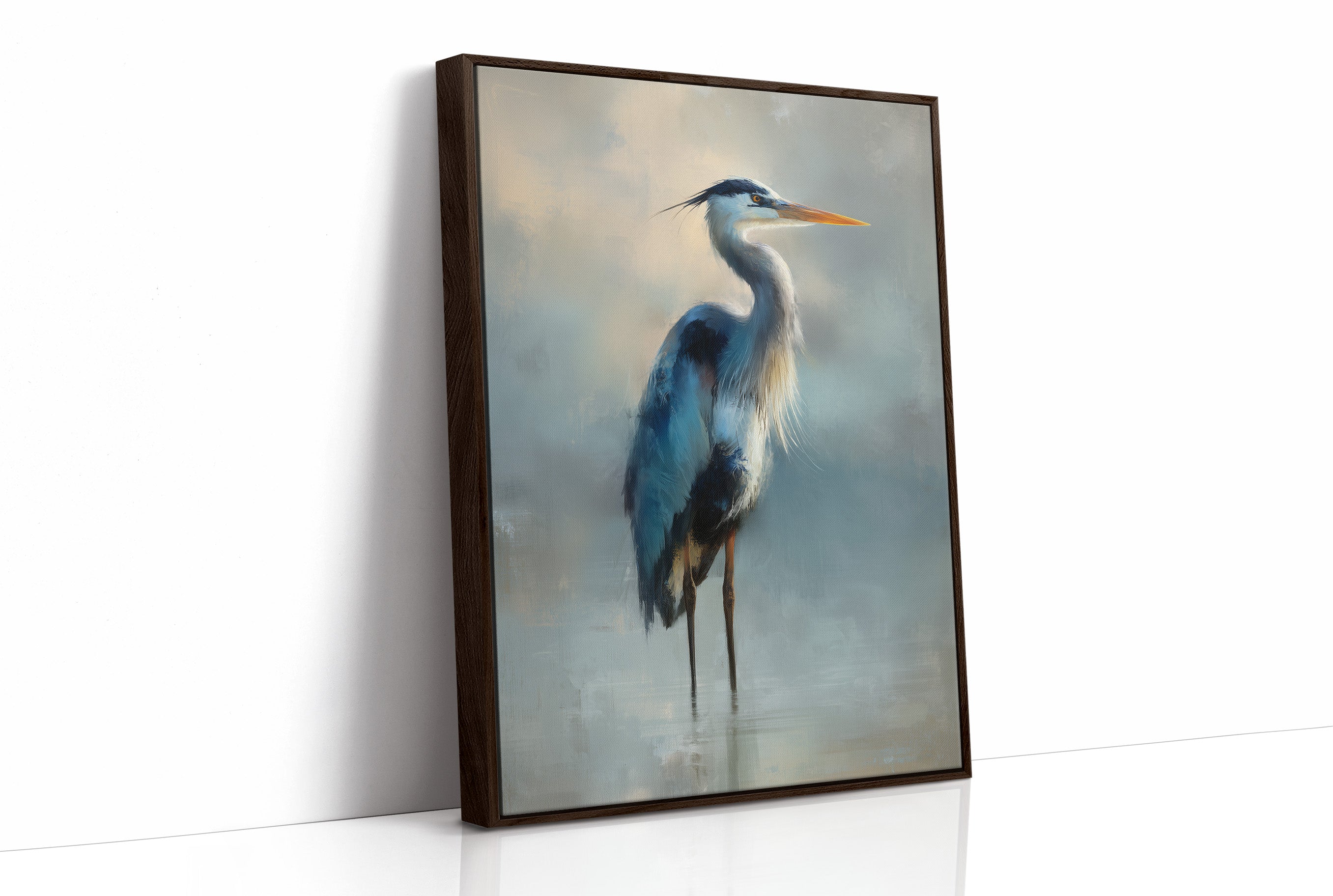 Heron Waits In Misty Blue