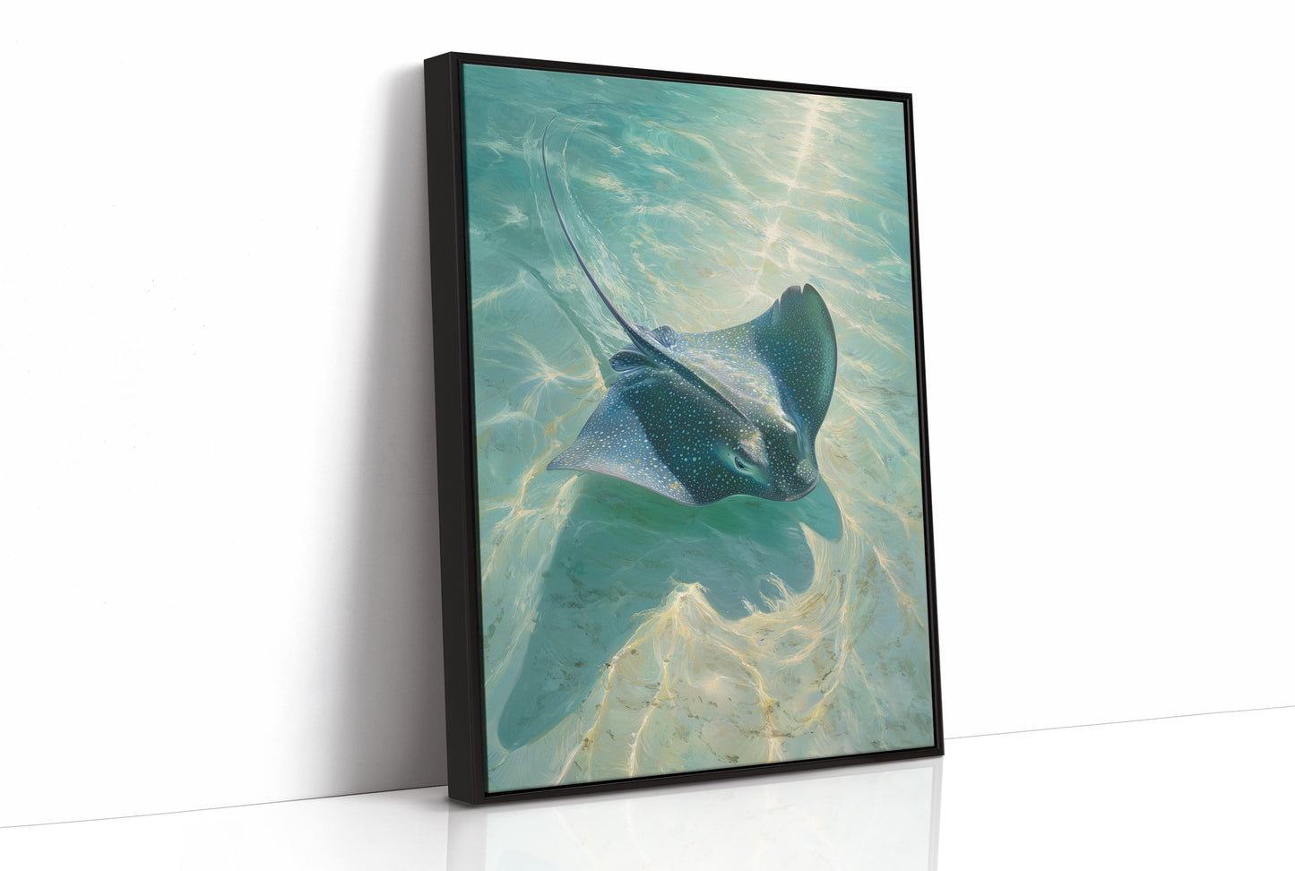 Spotted Grace Glides Through Jade Waters