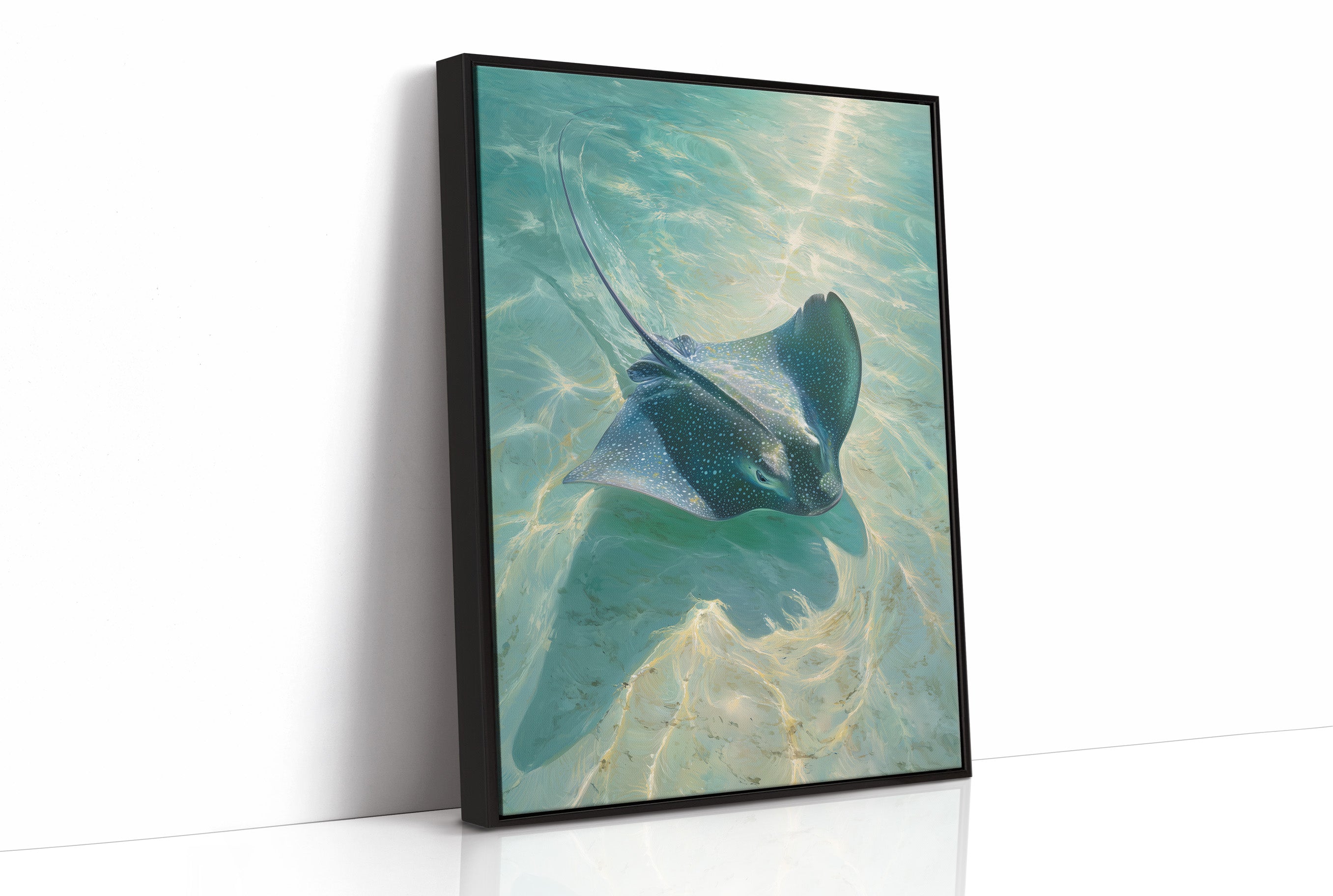 Spotted Grace Glides Through Jade Waters