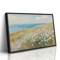 Coastal Daisies Dance Above Azure Waves