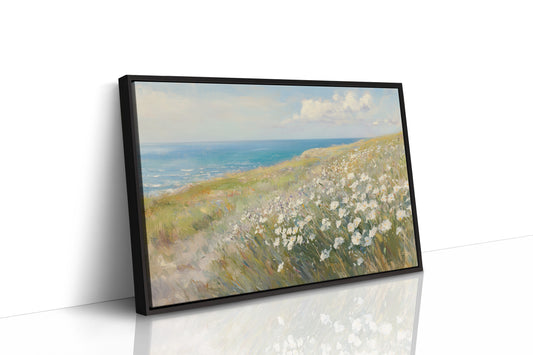 Coastal Daisies Dance Above Azure Waves
