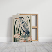 Blue Heron Among Lotus