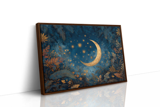 Golden Crescent Among Midnight Blooms