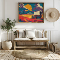 Prairie Wagons Chase Mountain Sunsets