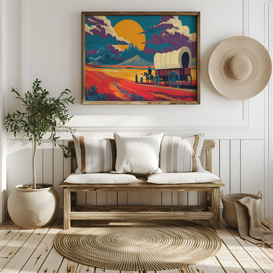 Prairie Wagons Chase Mountain Sunsets