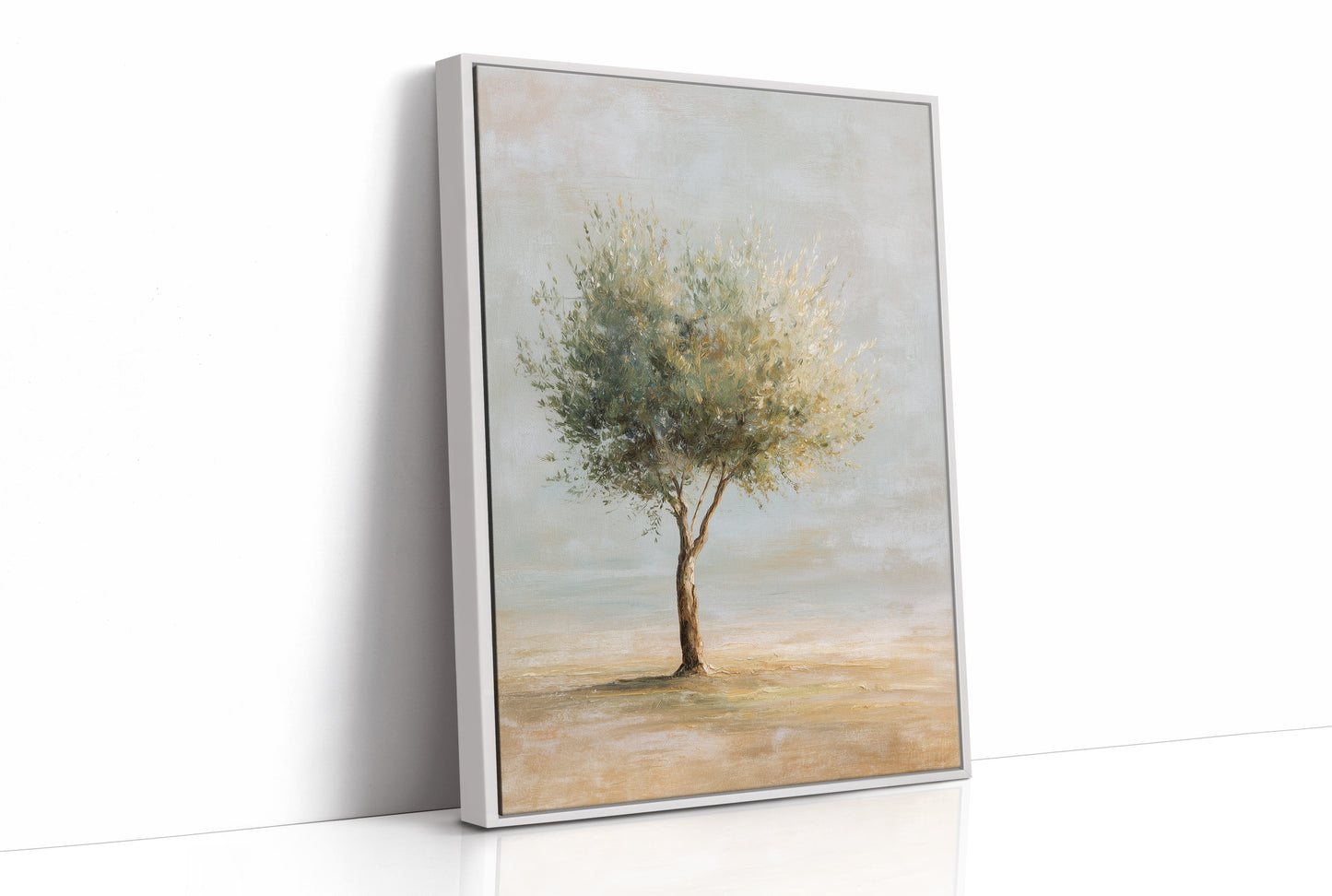 Solitary Olive Under Pale Sky