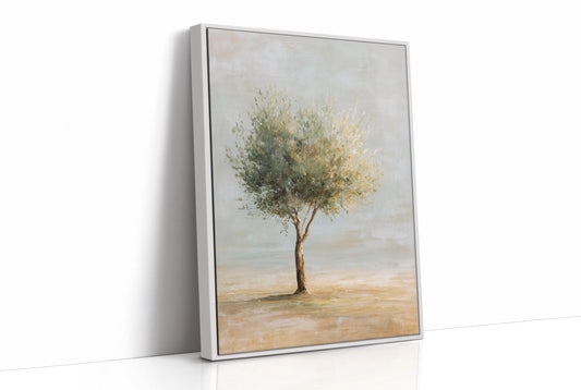 Solitary Olive Under Pale Sky