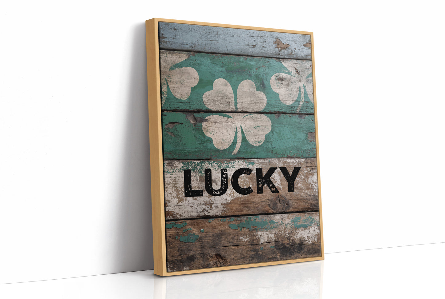 Painted Lucky on Old Wood