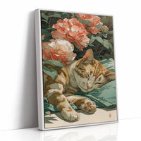 Afternoon Naps Between Coral Peonies