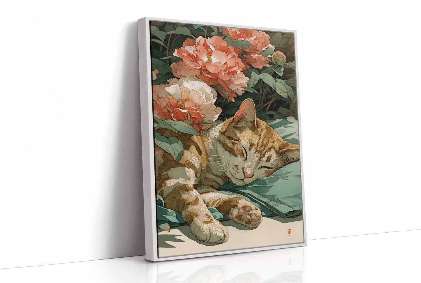 Afternoon Naps Between Coral Peonies