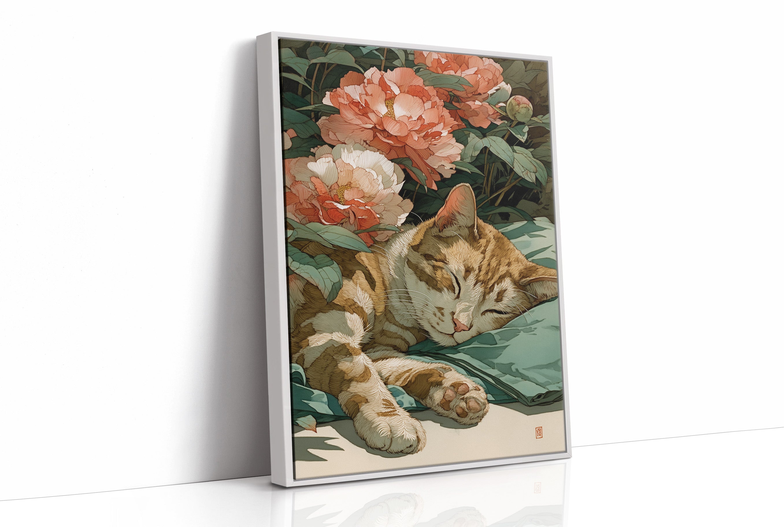 Afternoon Naps Between Coral Peonies