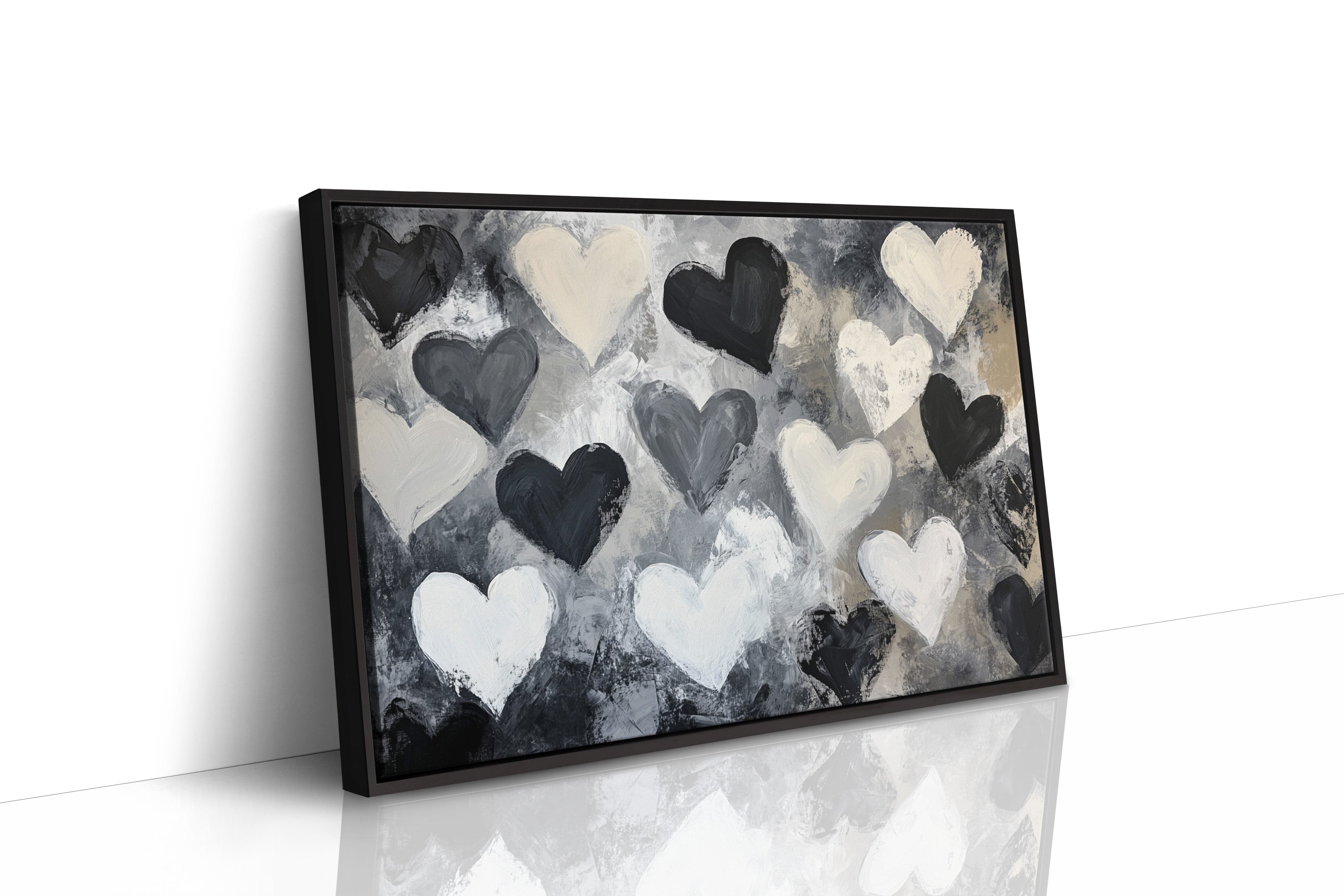 Hearts Dance Through Monochrome Mist